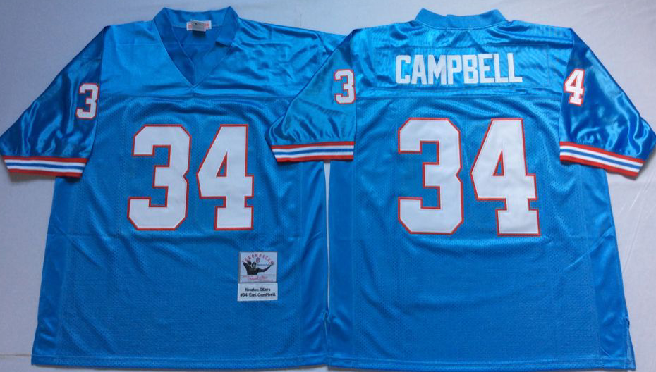 Men NFL Tennessee Oilers 34 Campbell blue Mitchell Ness jerseys